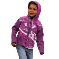 Pink Polynesia Kid Hoodie Tribal Pattern Tropical Frangipani LT14 - Polynesian Pride