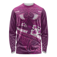 Pink Polynesia Long Sleeve Shirt Tribal Pattern Tropical Frangipani LT14 Unisex Pink - Polynesian Pride