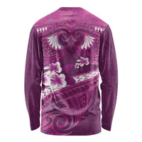 Pink Polynesia Long Sleeve Shirt Tribal Pattern Tropical Frangipani LT14 - Polynesian Pride