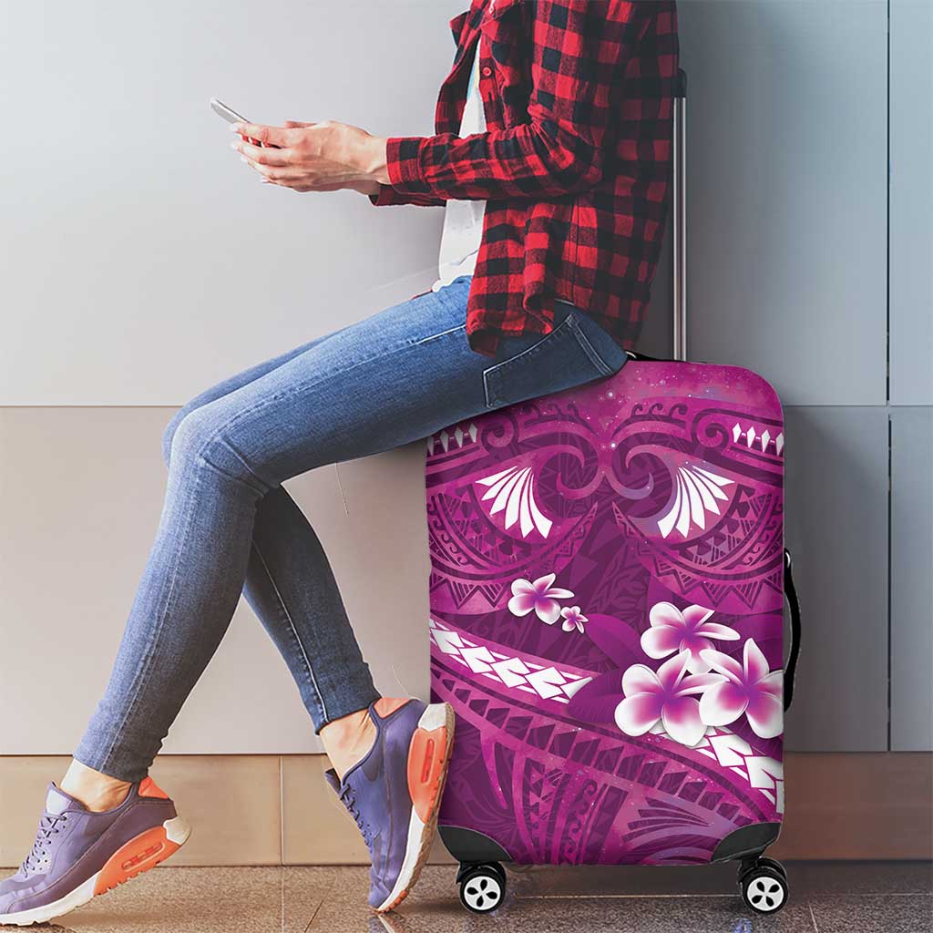 Pink Polynesia Luggage Cover Tribal Pattern Tropical Frangipani LT14 - Polynesian Pride