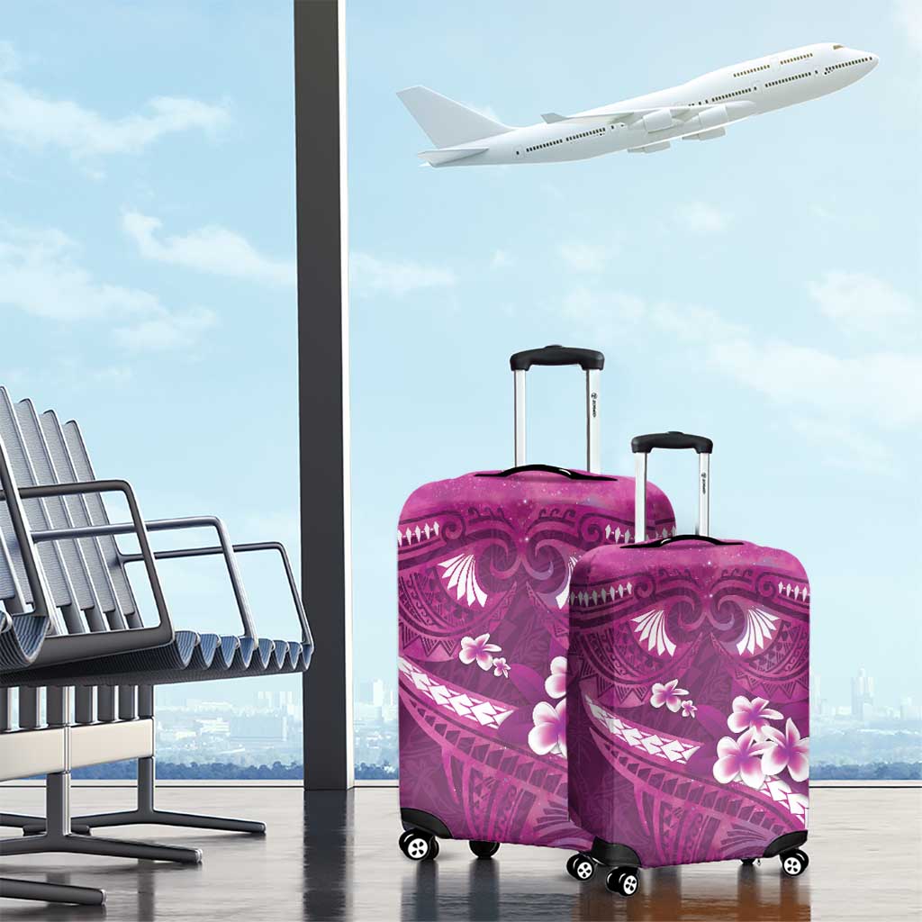 Pink Polynesia Luggage Cover Tribal Pattern Tropical Frangipani LT14 - Polynesian Pride