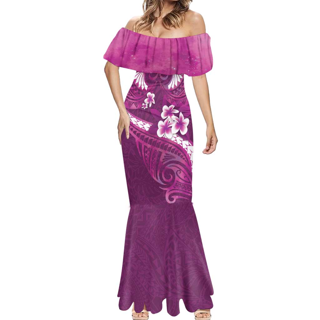 Pink Polynesia Mermaid Dress Tribal Pattern Tropical Frangipani LT14 - Polynesian Pride