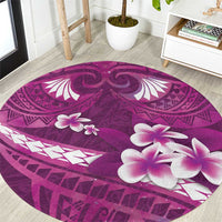 Pink Polynesia Round Carpet Tribal Pattern Tropical Frangipani LT14 Pink - Polynesian Pride