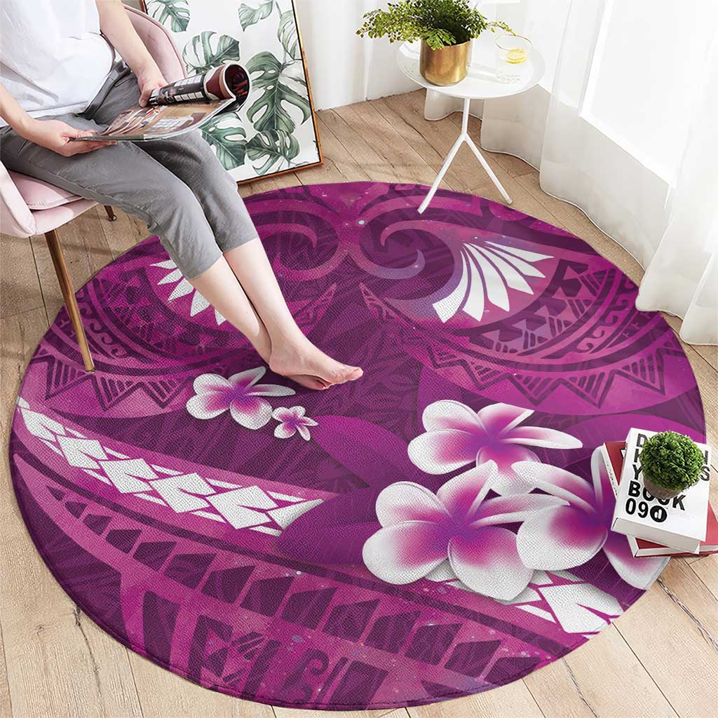 Pink Polynesia Round Carpet Tribal Pattern Tropical Frangipani LT14 - Polynesian Pride