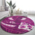 Pink Polynesia Round Carpet Tribal Pattern Tropical Frangipani