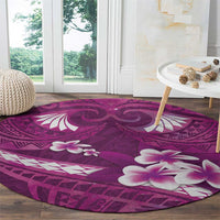 Pink Polynesia Round Carpet Tribal Pattern Tropical Frangipani LT14 - Polynesian Pride