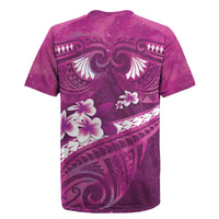 Pink Polynesia Rugby Jersey Tribal Pattern Tropical Frangipani LT14 - Polynesian Pride