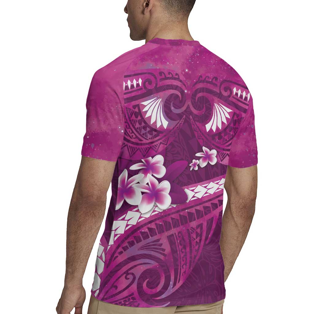 Pink Polynesia Rugby Jersey Tribal Pattern Tropical Frangipani LT14 - Polynesian Pride