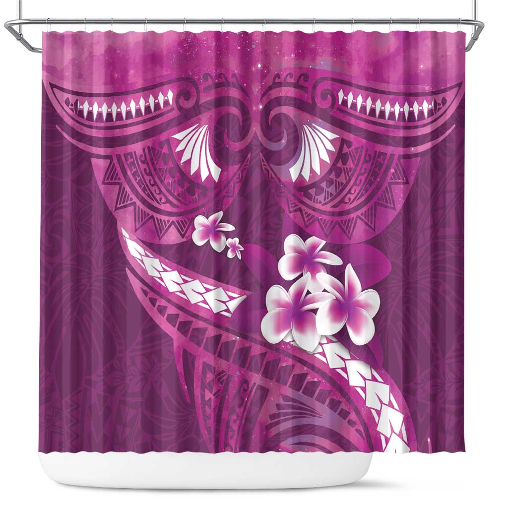 Pink Polynesia Shower Curtain Tribal Pattern Tropical Frangipani