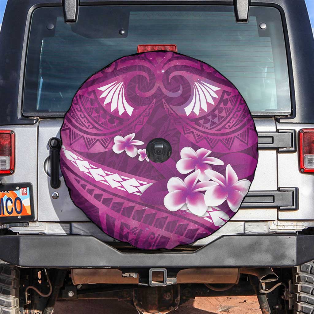 Pink Polynesia Spare Tire Cover Tribal Pattern Tropical Frangipani