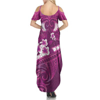 Pink Polynesia Summer Maxi Dress Tribal Pattern Tropical Frangipani LT14 - Polynesian Pride