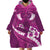 Pink Polynesia Wearable Blanket Hoodie Tribal Pattern Tropical Frangipani