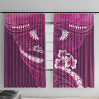 Pink Polynesia Window Curtain Tribal Pattern Tropical Frangipani LT14 With Hooks Pink - Polynesian Pride