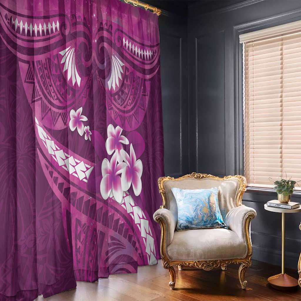 Pink Polynesia Window Curtain Tribal Pattern Tropical Frangipani LT14 - Polynesian Pride