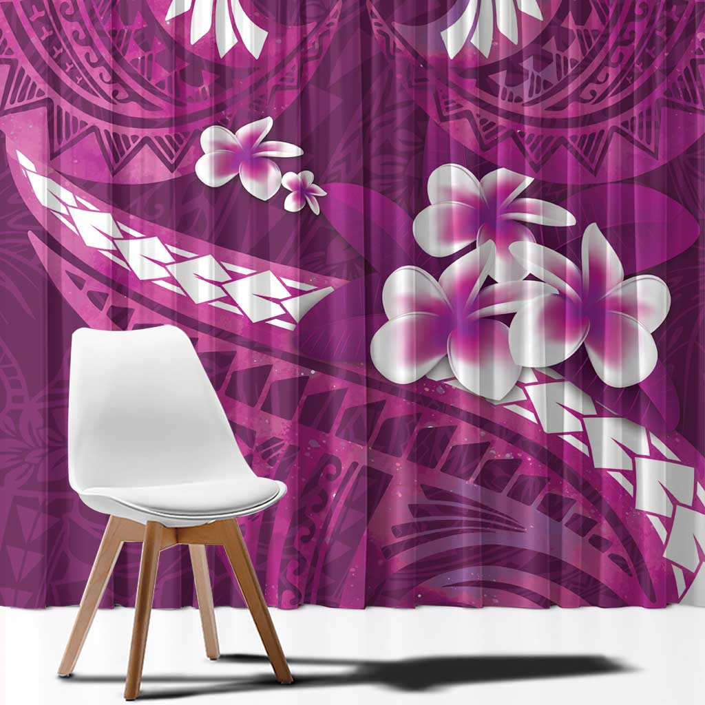 Pink Polynesia Window Curtain Tribal Pattern Tropical Frangipani LT14 - Polynesian Pride