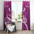 Pink Polynesia Window Curtain Tribal Pattern Tropical Frangipani