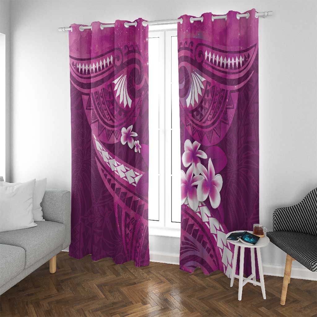 Pink Polynesia Window Curtain Tribal Pattern Tropical Frangipani LT14 With Grommets Pink - Polynesian Pride