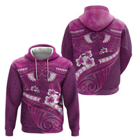 Pink Polynesia Zip Hoodie Tribal Pattern Tropical Frangipani LT14 - Polynesian Pride