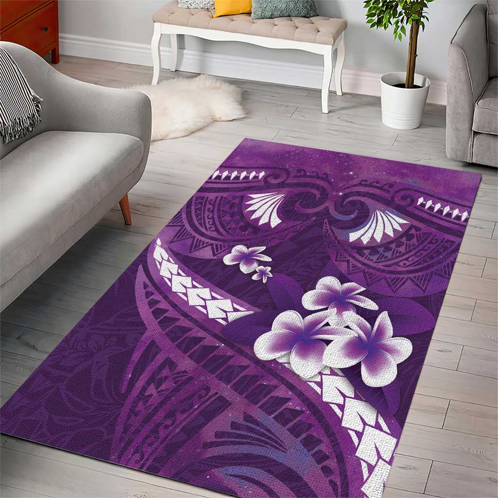Purple Polynesia Area Rug Tribal Pattern Tropical Frangipani LT14 - Polynesian Pride