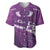 Purple Polynesia Baseball Jersey Tribal Pattern Tropical Frangipani