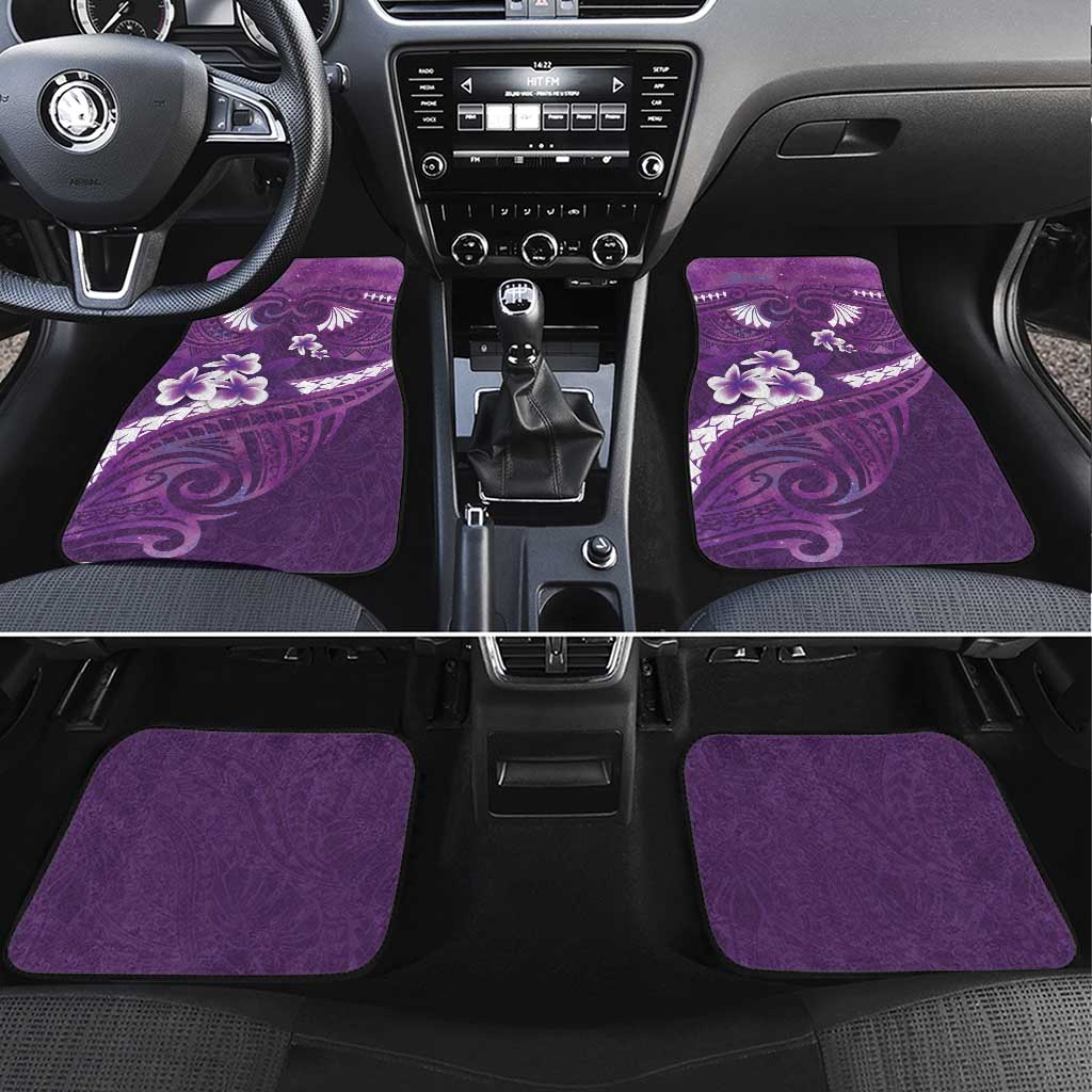 Purple Polynesia Car Mats Tribal Pattern Tropical Frangipani LT14 Set 4pcs Purple - Polynesian Pride