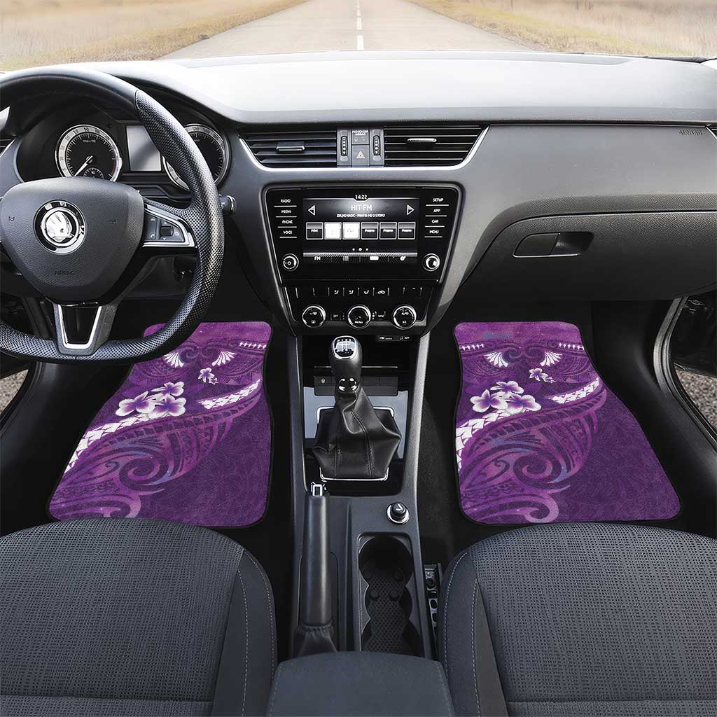 Purple Polynesia Car Mats Tribal Pattern Tropical Frangipani LT14 Set 2pcs - Front Purple - Polynesian Pride