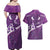 Purple Polynesia Couples Matching Off Shoulder Maxi Dress and Hawaiian Shirt Tribal Pattern Tropical Frangipani