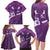 Purple Polynesia Family Matching Long Sleeve Bodycon Dress and Hawaiian Shirt Tribal Pattern Tropical Frangipani