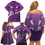 Purple Polynesia Family Matching Off Shoulder Short Dress and Hawaiian Shirt Tribal Pattern Tropical Frangipani