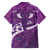 Purple Polynesia Family Matching Off Shoulder Short Dress and Hawaiian Shirt Tribal Pattern Tropical Frangipani