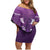 Purple Polynesia Family Matching Off Shoulder Short Dress and Hawaiian Shirt Tribal Pattern Tropical Frangipani