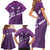 Purple Polynesia Family Matching Short Sleeve Bodycon Dress and Hawaiian Shirt Tribal Pattern Tropical Frangipani