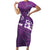 Purple Polynesia Family Matching Short Sleeve Bodycon Dress and Hawaiian Shirt Tribal Pattern Tropical Frangipani