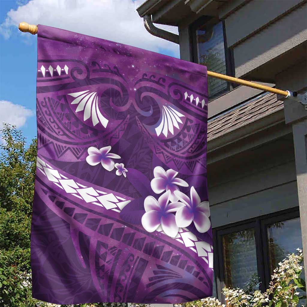 Purple Polynesia Garden Flag Tribal Pattern Tropical Frangipani LT14 - Polynesian Pride