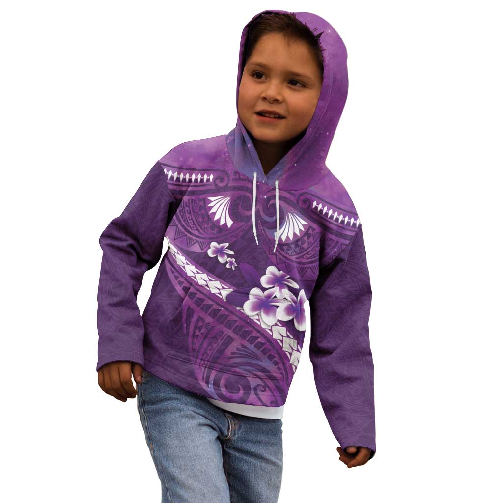 Purple Polynesia Kid Hoodie Tribal Pattern Tropical Frangipani LT14 - Polynesian Pride