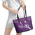 Purple Polynesia Leather Tote Bag Tribal Pattern Tropical Frangipani