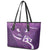 Purple Polynesia Leather Tote Bag Tribal Pattern Tropical Frangipani