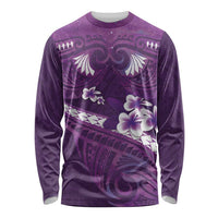 Purple Polynesia Long Sleeve Shirt Tribal Pattern Tropical Frangipani LT14 Unisex Purple - Polynesian Pride