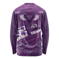 Purple Polynesia Long Sleeve Shirt Tribal Pattern Tropical Frangipani LT14 - Polynesian Pride