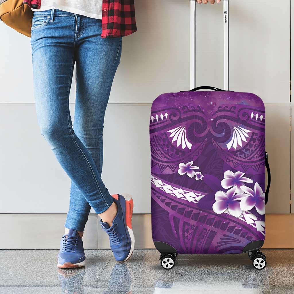 Purple Polynesia Luggage Cover Tribal Pattern Tropical Frangipani LT14 - Polynesian Pride