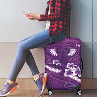 Purple Polynesia Luggage Cover Tribal Pattern Tropical Frangipani LT14 - Polynesian Pride