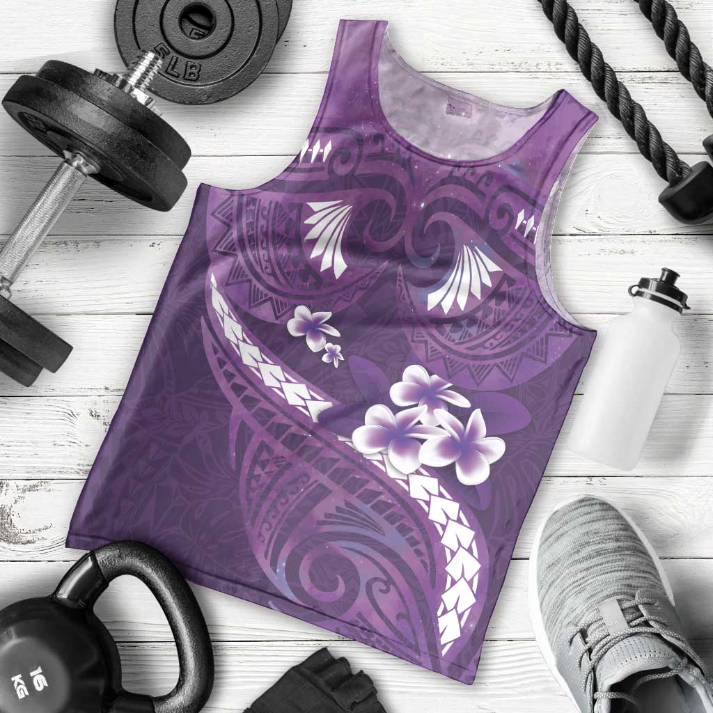 Purple Polynesia Men Tank Top Tribal Pattern Tropical Frangipani LT14 - Polynesian Pride