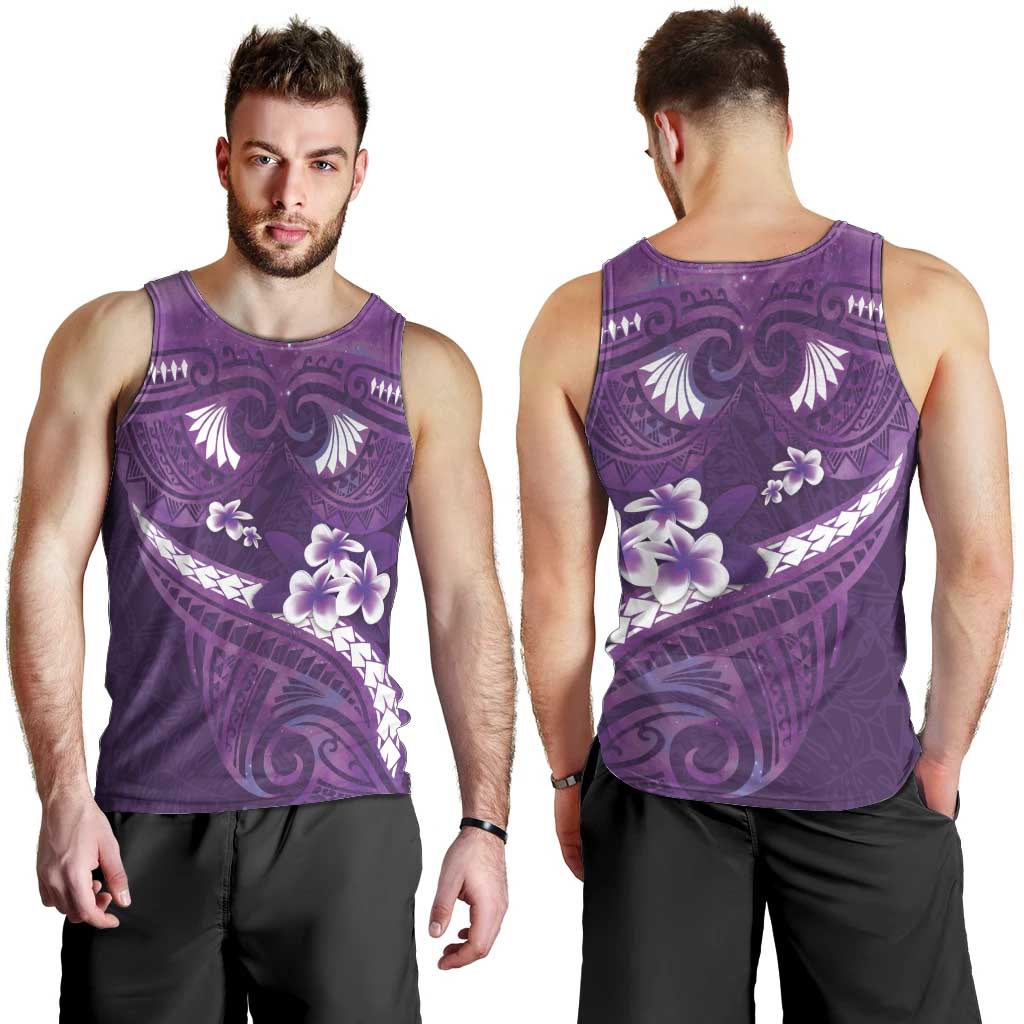 Purple Polynesia Men Tank Top Tribal Pattern Tropical Frangipani LT14 - Polynesian Pride