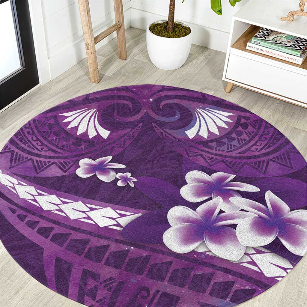 Purple Polynesia Round Carpet Tribal Pattern Tropical Frangipani LT14 Purple - Polynesian Pride