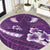 Purple Polynesia Round Carpet Tribal Pattern Tropical Frangipani