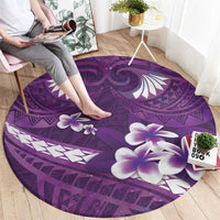 Purple Polynesia Round Carpet Tribal Pattern Tropical Frangipani LT14 - Polynesian Pride