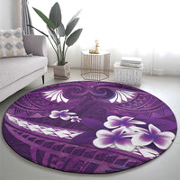 Purple Polynesia Round Carpet Tribal Pattern Tropical Frangipani LT14 - Polynesian Pride