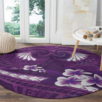 Purple Polynesia Round Carpet Tribal Pattern Tropical Frangipani LT14 - Polynesian Pride