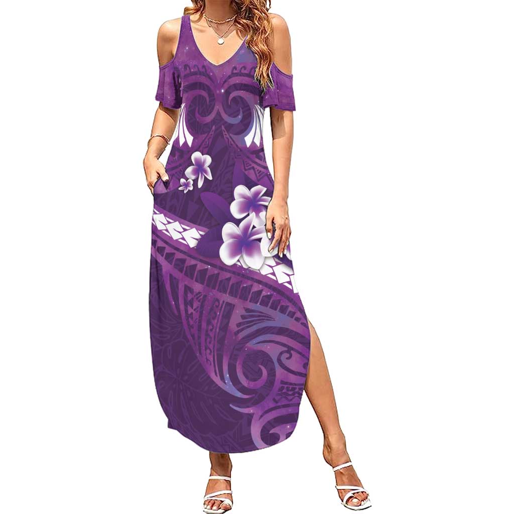 Purple Polynesia Summer Maxi Dress Tribal Pattern Tropical Frangipani LT14 Women Purple - Polynesian Pride
