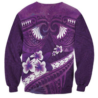 Purple Polynesia Sweatshirt Tribal Pattern Tropical Frangipani LT14 - Polynesian Pride